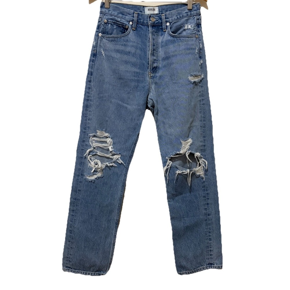 Agolde Medium Wash 90's Jeans Button Fly Distressed Size 26‎